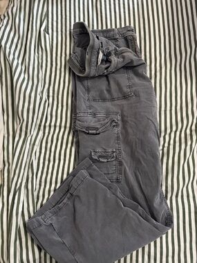 American Eagle Outfitters Charcoal Gray Straight-Leg Cargo Pants